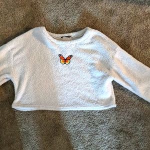 Butterfly fuzzy crop top.